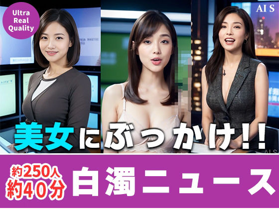 【約40分】『白濁ニュース』 清楚な笑顔に、白濁の雨。-AIで描く究極の美女達-